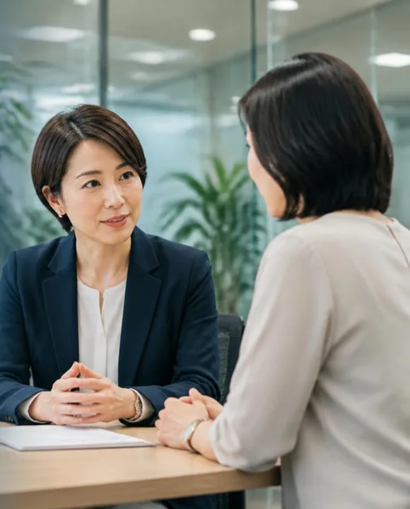 保健師が管理職の相談に向き合っている様子